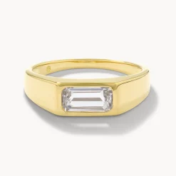 Discount White Topaz Signet Pinky Ring in Gold Gifts For Him | Natural Gemstones