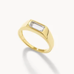 Discount White Topaz Signet Pinky Ring in Gold Gifts For Him | Natural Gemstones