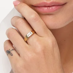 Discount White Topaz Signet Pinky Ring in Gold Gifts For Him | Natural Gemstones