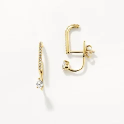 Clearance White Topaz Suspender Jacket Earrings in Gold Natural Gemstones | 18k Fine Gold Plated
