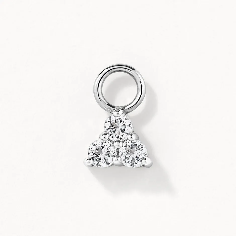 Sale White Topaz Trio Charm in Silver Natural Gemstones | 925 Sterling Silver
