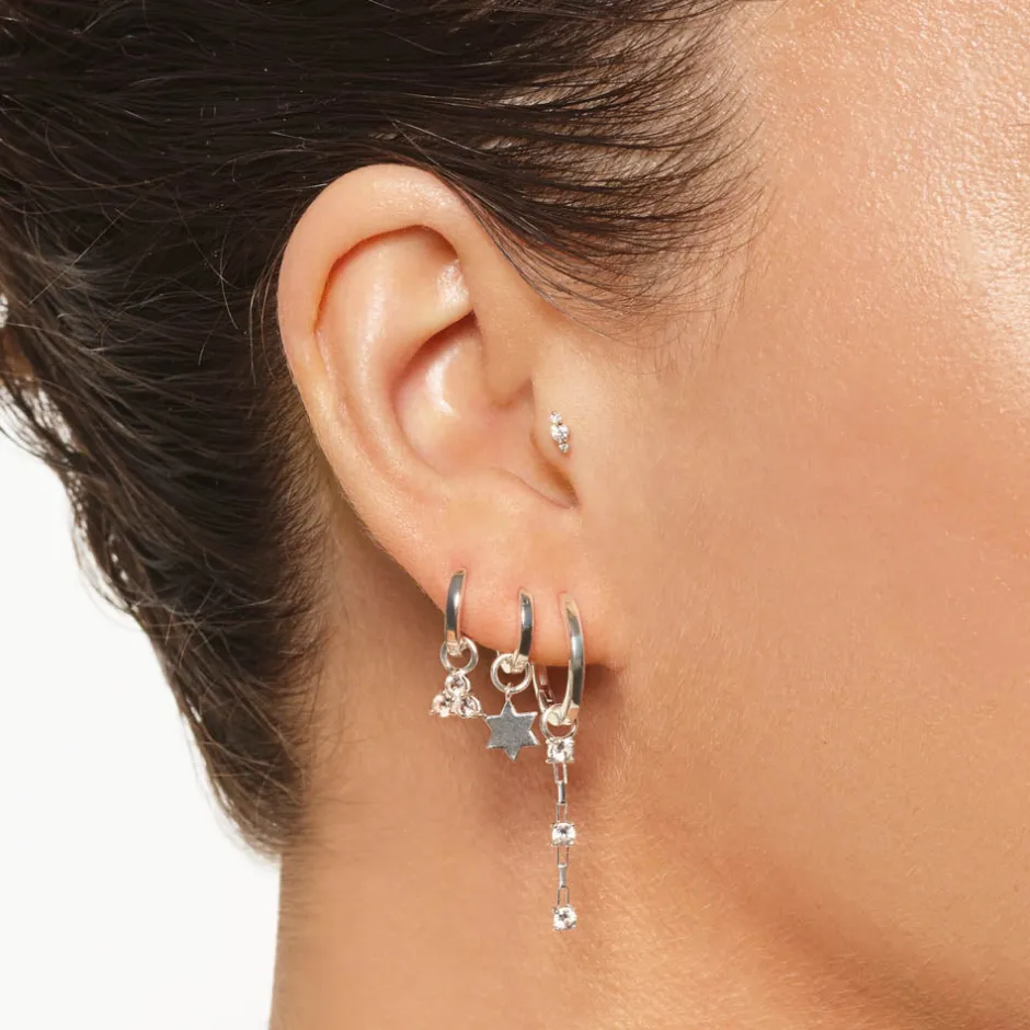 Sale White Topaz Trio Charm in Silver Natural Gemstones | 925 Sterling Silver