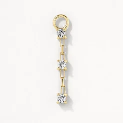 New White Topaz Trio Drop Charm in 10k Gold Natural Gemstones | 10k Gold