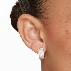 Sale White Zircon Chunky Curve Huggies in Gold Natural Gemstones | 18k Fine Gold Plated