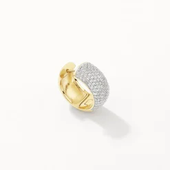 Sale White Zircon Chunky Curve Huggies in Gold Natural Gemstones | 18k Fine Gold Plated