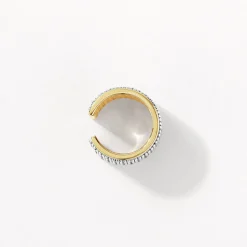 Fashion White Zircon Pave Chunky Ear Cuff in Gold Natural Gemstones | 18k Fine Gold Plated