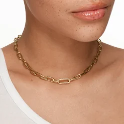 Online White Zircon Pave Link Paperclip Chain in Gold Natural Gemstones | 18k Fine Gold Plated