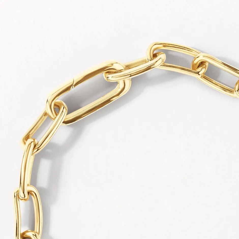 Clearance White Zircon Pave Link Paperclip Chain Bracelet in Gold Natural Gemstones | 18k Fine Gold Plated