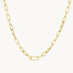 Online White Zircon Pave Link Paperclip Chain in Gold Natural Gemstones | 18k Fine Gold Plated