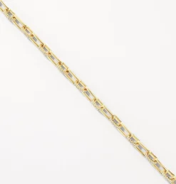 Sale White Zircon Pave Paperclip Chain Bracelet in Gold Natural Gemstones | 18k Fine Gold Plated