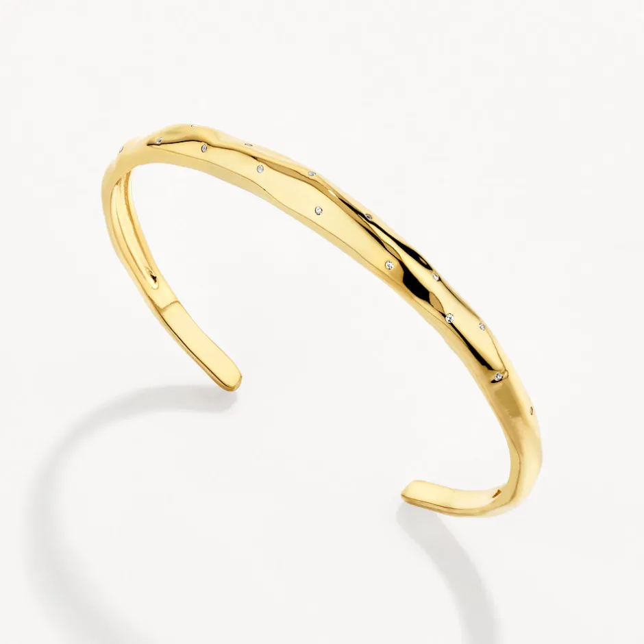 Fashion White Zircon Polka Dot Bangle in Gold Gifts For Her | Natural Gemstones