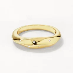 Sale White Zircon Polka Dot Ring in Gold Natural Gemstones | 18k Fine Gold Plated