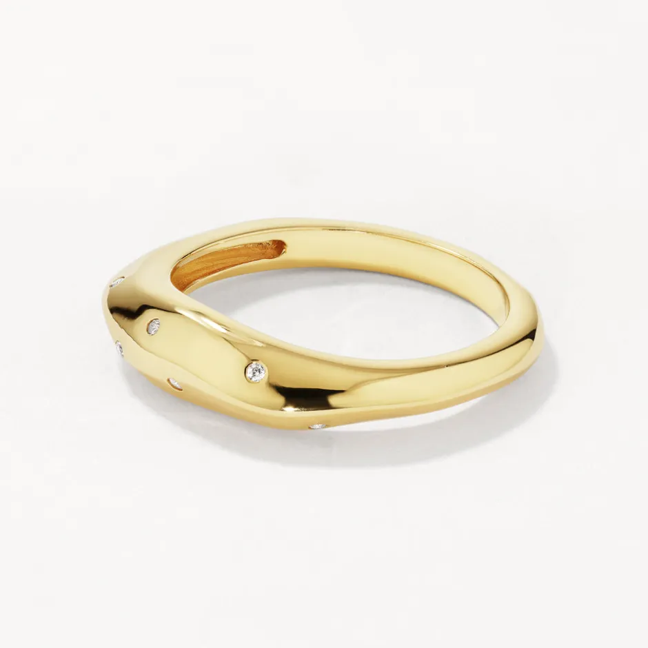 Sale White Zircon Polka Dot Ring in Gold Natural Gemstones | 18k Fine Gold Plated