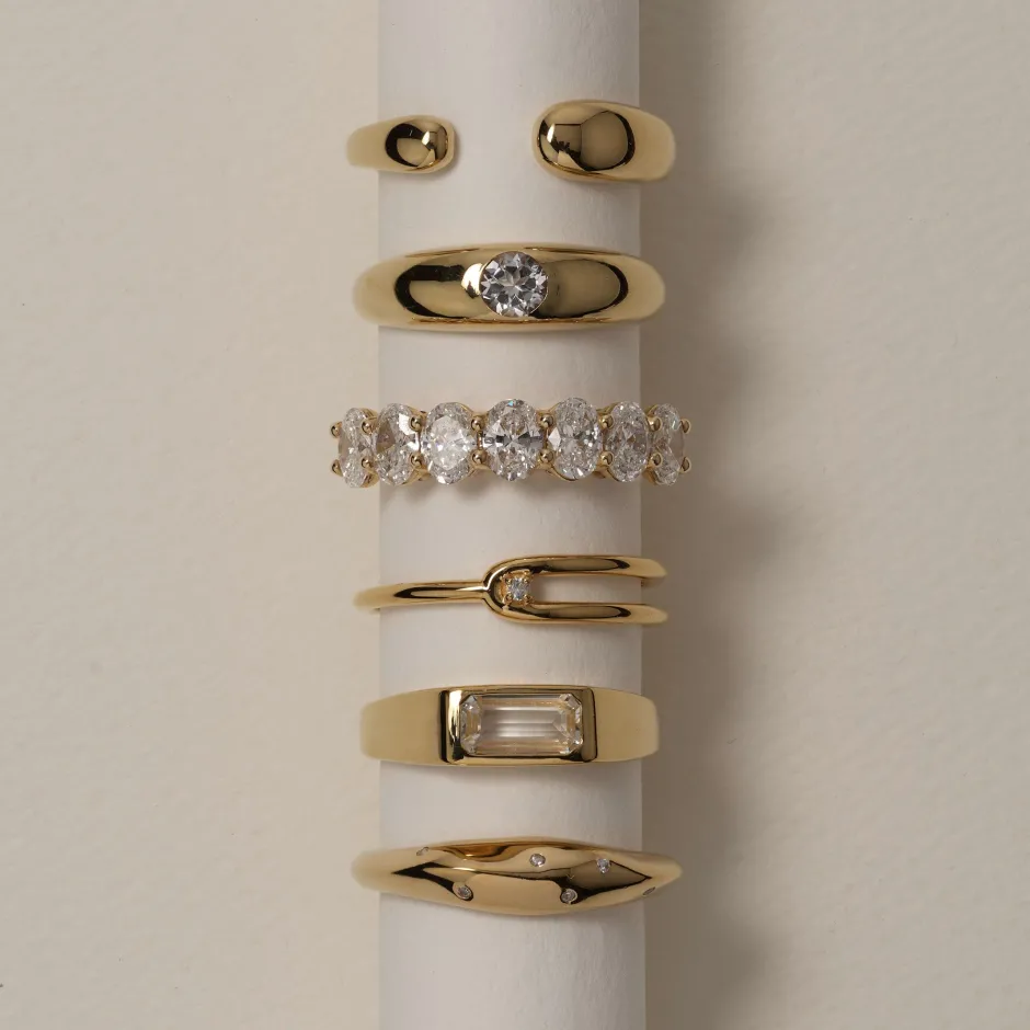 Sale White Zircon Polka Dot Ring in Gold Natural Gemstones | 18k Fine Gold Plated