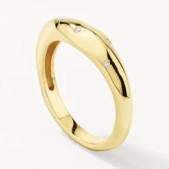 Sale White Zircon Polka Dot Ring in Gold Natural Gemstones | 18k Fine Gold Plated