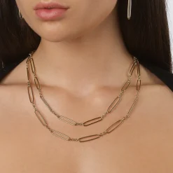 Online Wire Paperclip Chain Necklace in Gold 18k Fine Gold Plated | Necklaces & Pendants
