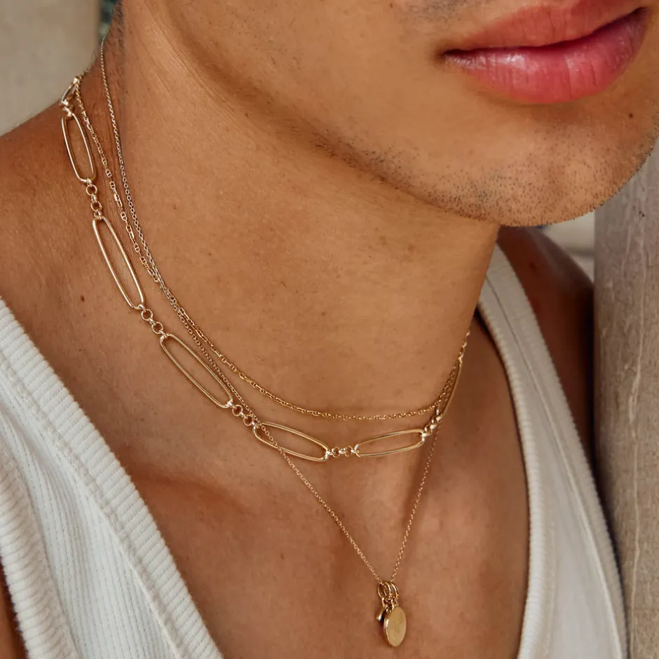 Online Wire Paperclip Chain Necklace in Gold 18k Fine Gold Plated | Necklaces & Pendants