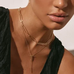 Online Wire Paperclip Chain Necklace in Gold 18k Fine Gold Plated | Necklaces & Pendants