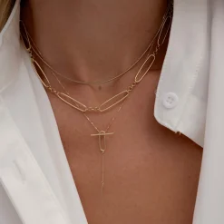 Online Wire Paperclip Chain Necklace in Gold 18k Fine Gold Plated | Necklaces & Pendants