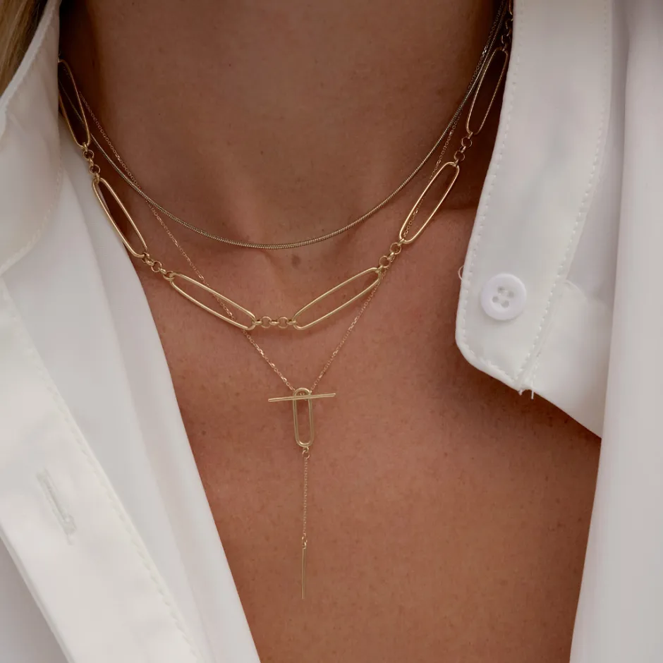 Online Wire Paperclip Chain Necklace in Gold 18k Fine Gold Plated | Necklaces & Pendants