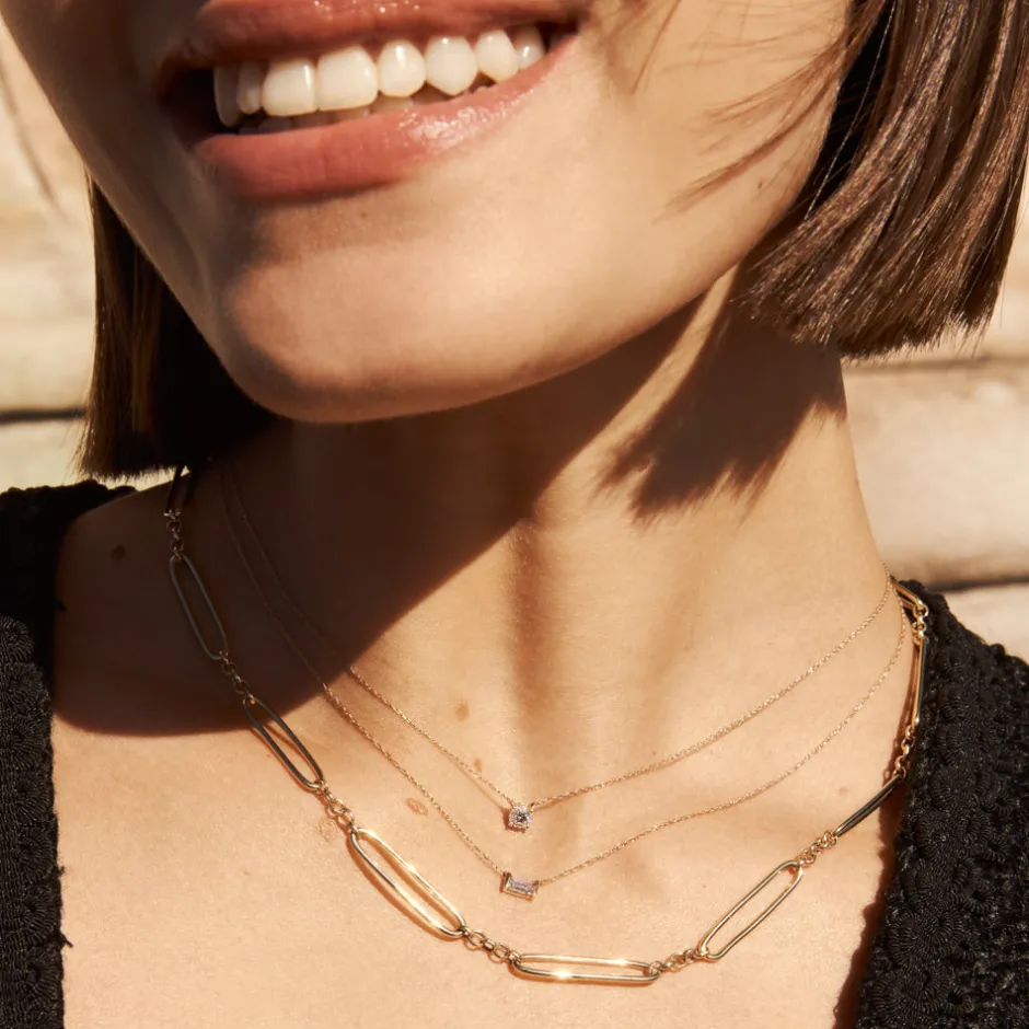 Online Wire Paperclip Chain Necklace in Gold 18k Fine Gold Plated | Necklaces & Pendants