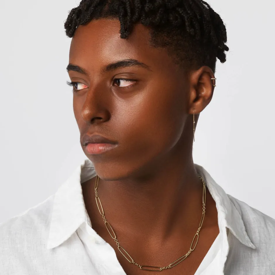 Online Wire Paperclip Chain Necklace in Gold 18k Fine Gold Plated | Necklaces & Pendants