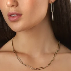 Online Wire Paperclip Chain Necklace in Gold 18k Fine Gold Plated | Necklaces & Pendants