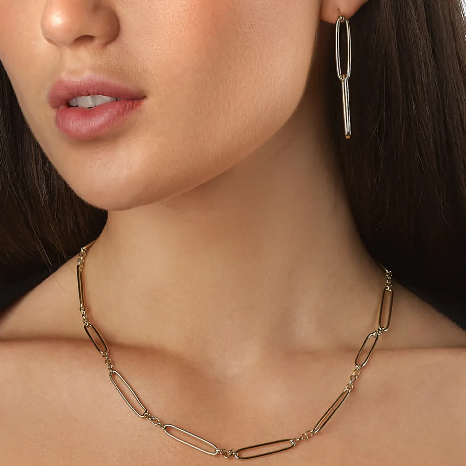 Online Wire Paperclip Chain Necklace in Gold 18k Fine Gold Plated | Necklaces & Pendants