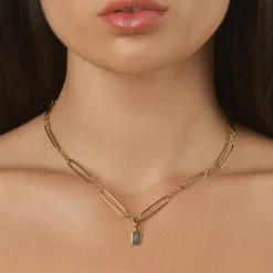 Online Wire Paperclip Chain Necklace in Gold 18k Fine Gold Plated | Necklaces & Pendants