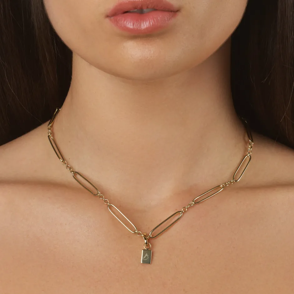 Online Wire Paperclip Chain Necklace in Gold 18k Fine Gold Plated | Necklaces & Pendants